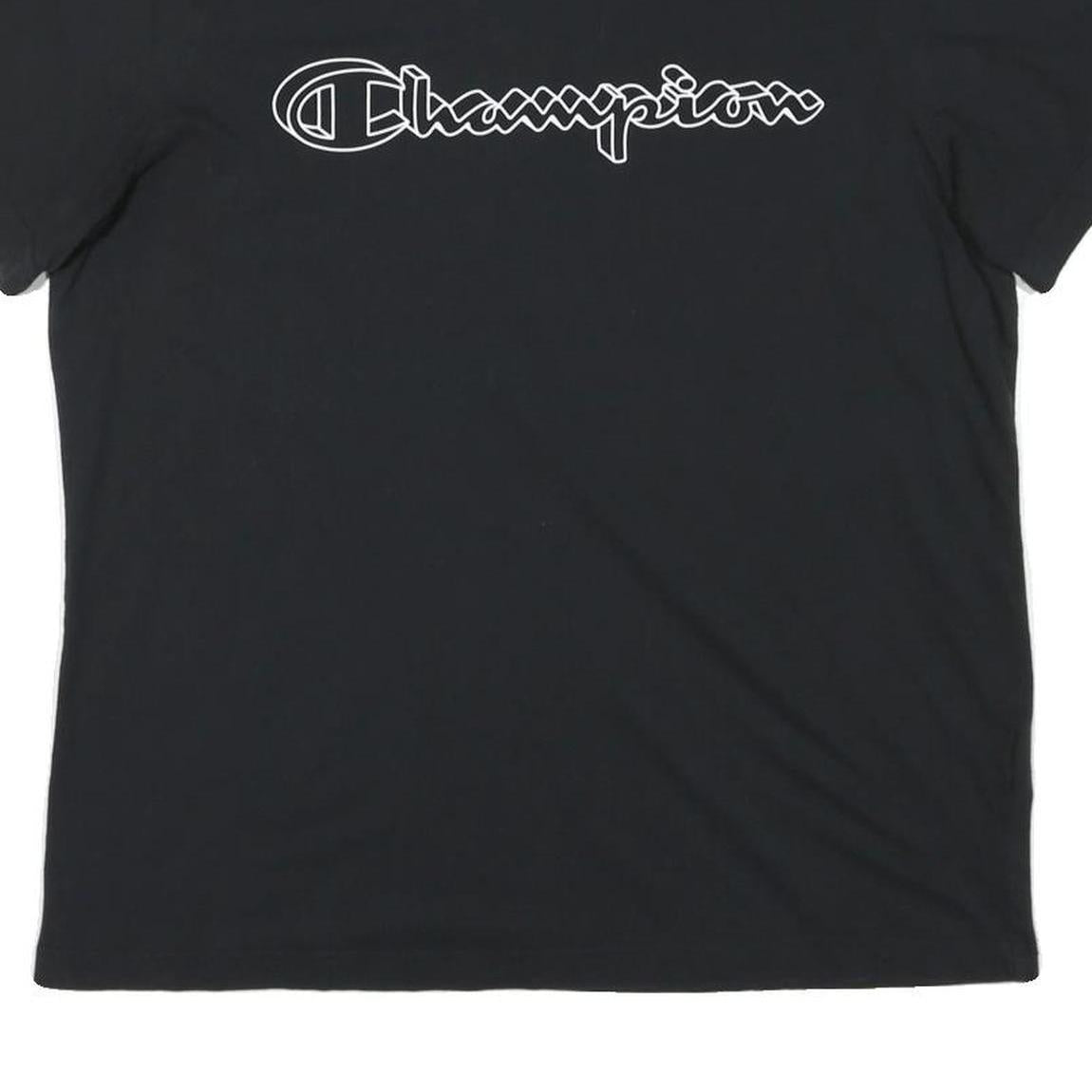 CHAMPION Mens Black Graphic T-Shirt M Short Sleeve Crew Neck Logo Print