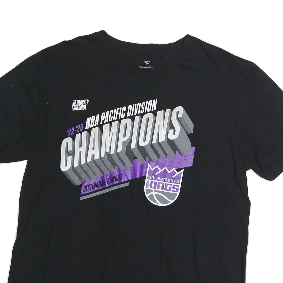 FANATICS Mens Black Sacramento Kings NBA Pacific Division Champions T-Shirt L
