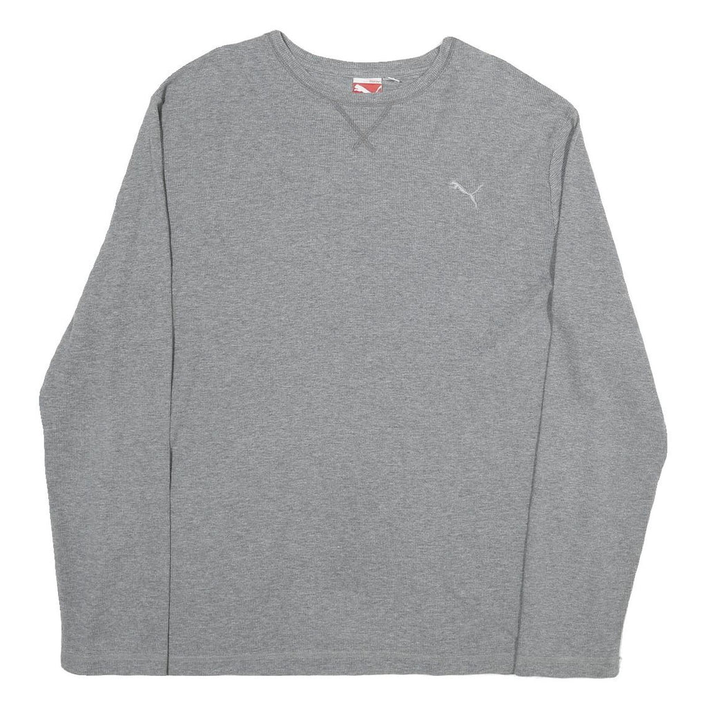 PUMA Mens Grey Long Sleeve Crew Neck Cotton T-Shirt 2XL Casual Sportswear