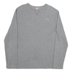 PUMA Mens Grey Long Sleeve Crew Neck Cotton T-Shirt 2XL Casual Sportswear