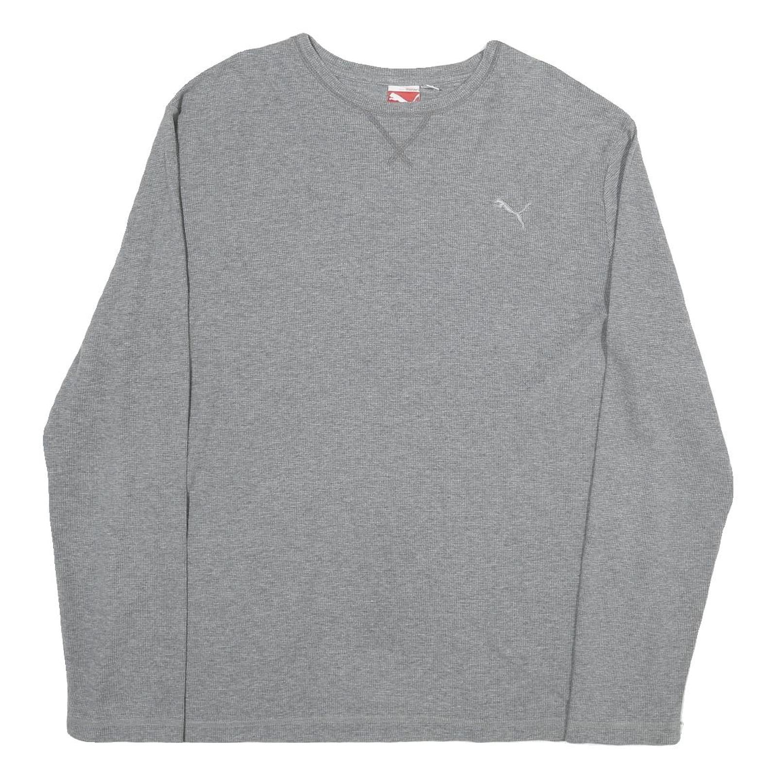 PUMA Mens Grey Long Sleeve Crew Neck Cotton T-Shirt 2XL Casual Sportswear