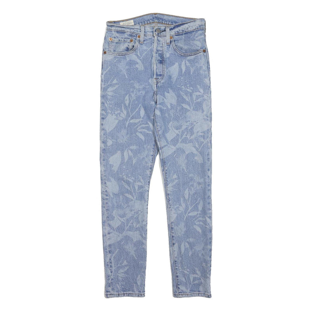 LEVI'S 501 Womens Jeans Blue Regular Straight Denim Light W28 L28 Floral Print