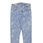 LEVI'S 501 Womens Jeans Blue Regular Straight Denim Light W28 L28 Floral Print
