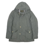 WOOLRICH Womens Green Outdoor Jacket L Nylon Plain Hooded Zip Pocket Relaxed Fit