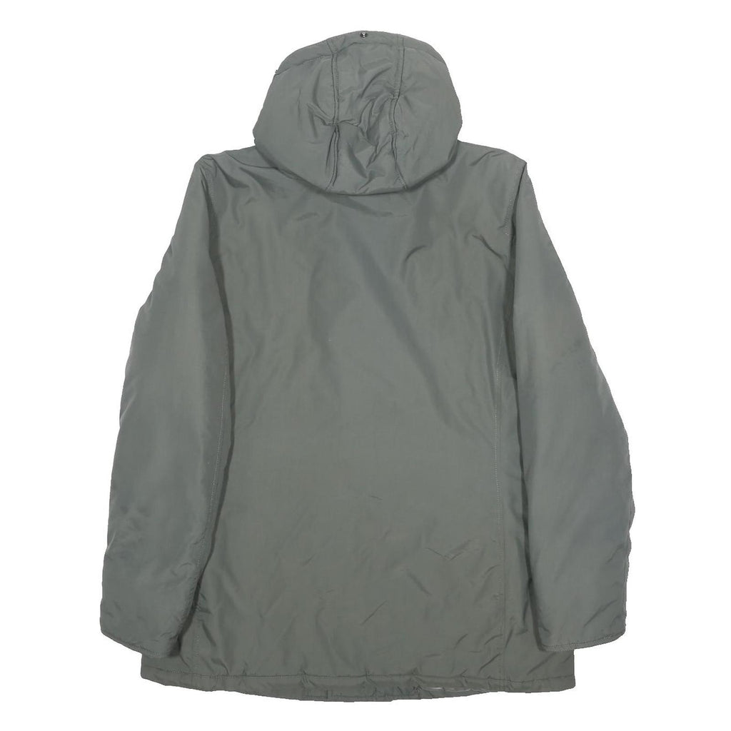 WOOLRICH Womens Green Outdoor Jacket L Nylon Plain Hooded Zip Pocket Relaxed Fit