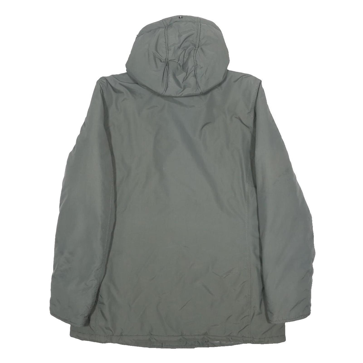 WOOLRICH Womens Green Outdoor Jacket L Nylon Plain Hooded Zip Pocket Relaxed Fit