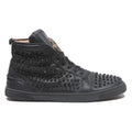 CHRISTIAN LOUBOUTIN Pik Pik Mens Lace-Up Trainers Black Leather UK 9.5 Studded