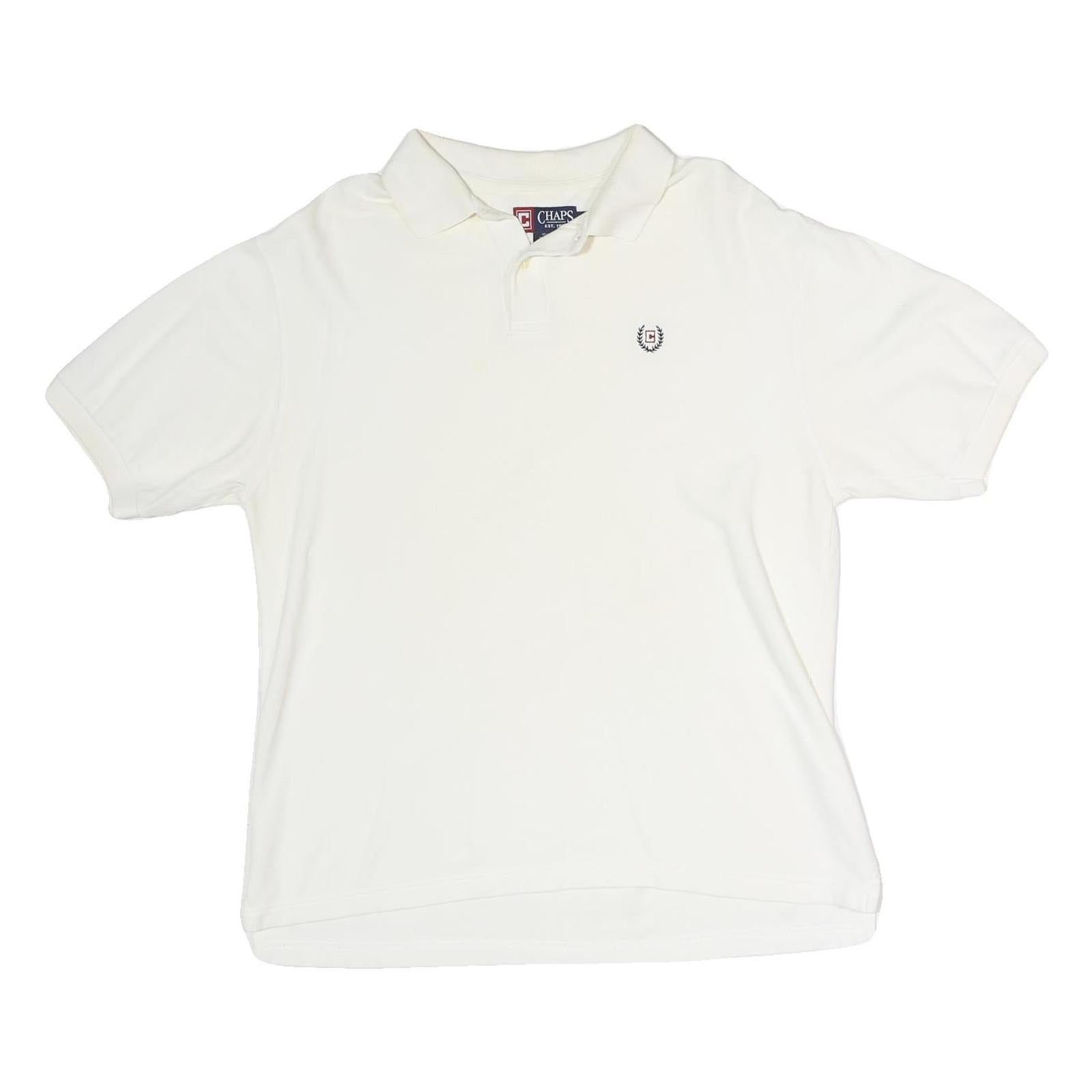 CHAPS Womens White Short Sleeve Plain Polo Shirt M Cotton Classic Fit