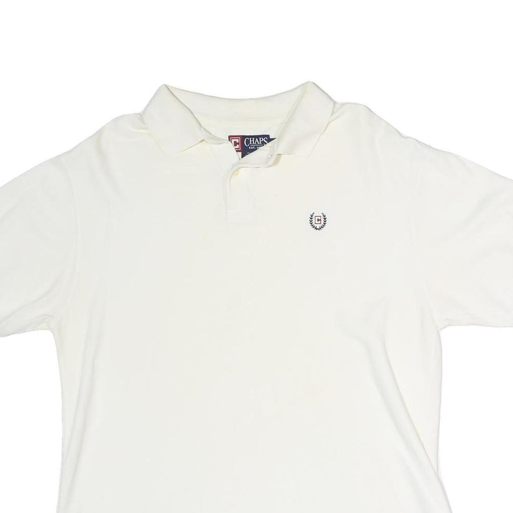 CHAPS Womens White Short Sleeve Plain Polo Shirt M Cotton Classic Fit