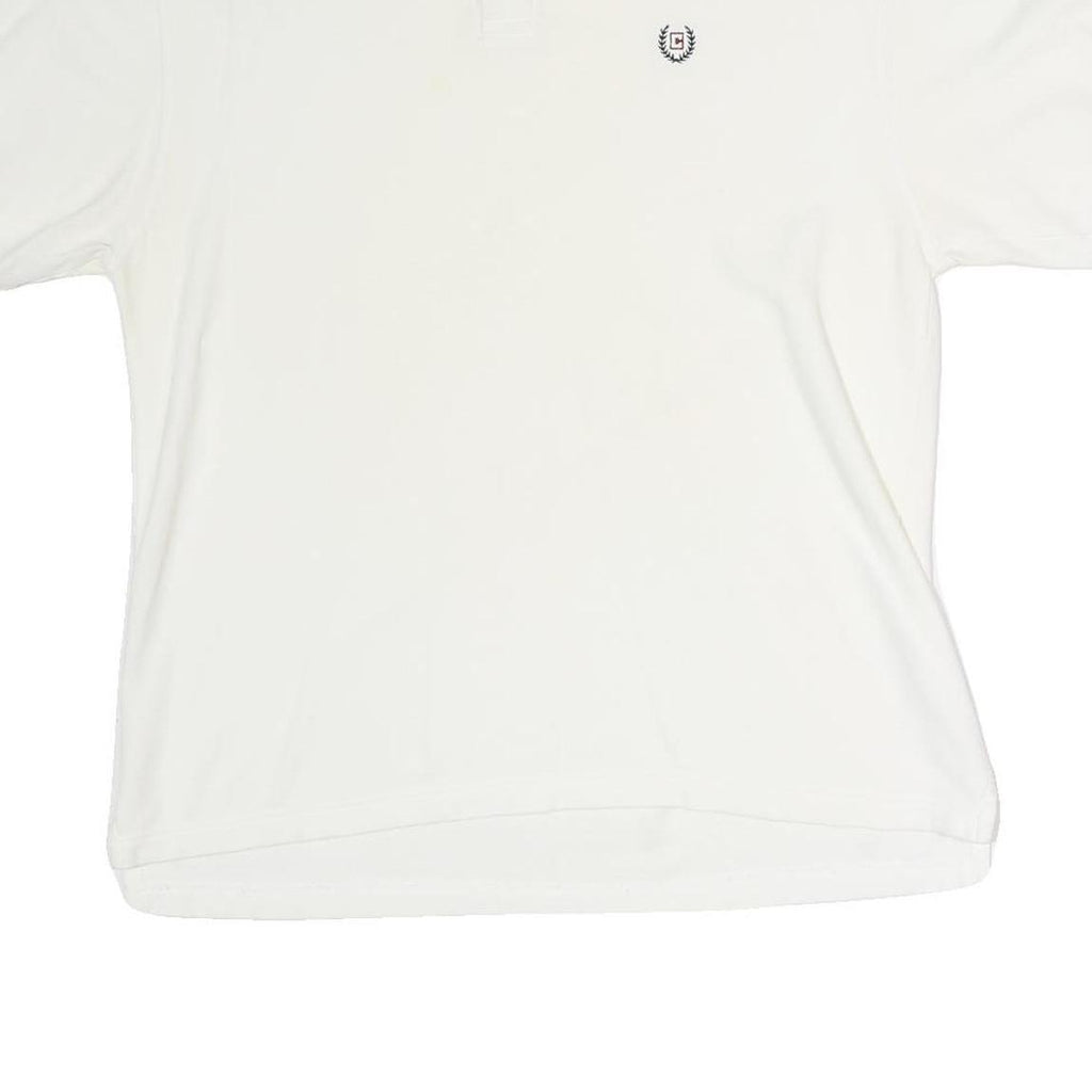 CHAPS Womens White Short Sleeve Plain Polo Shirt M Cotton Classic Fit