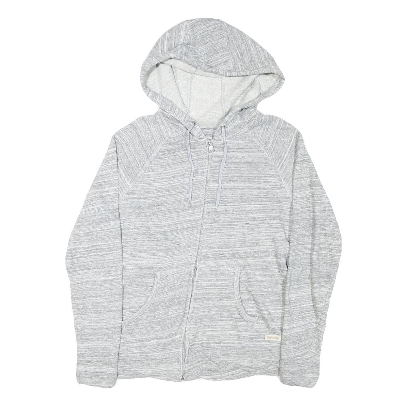 CALVIN KLEIN Womens Grey Hoodie Zip Up S Lightweight Cotton Blend Sweatshirt