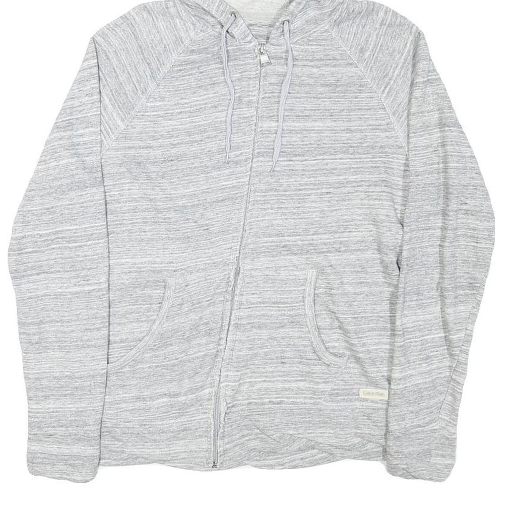 CALVIN KLEIN Womens Grey Hoodie Zip Up S Lightweight Cotton Blend Sweatshirt