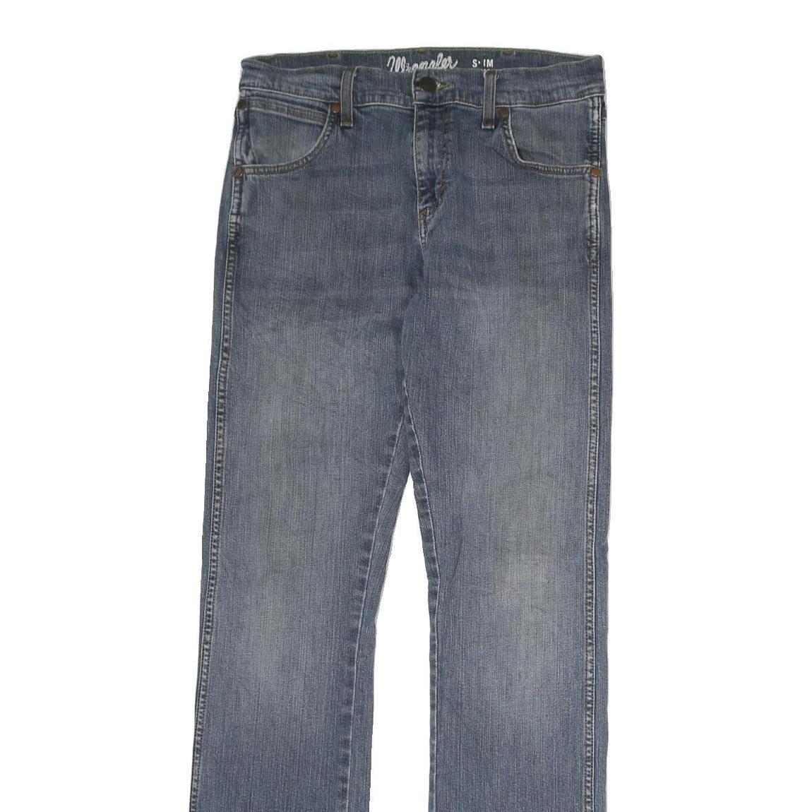 WRANGLER Mens Slim Blue Denim Jeans W30 L30 Classic Zip Closure