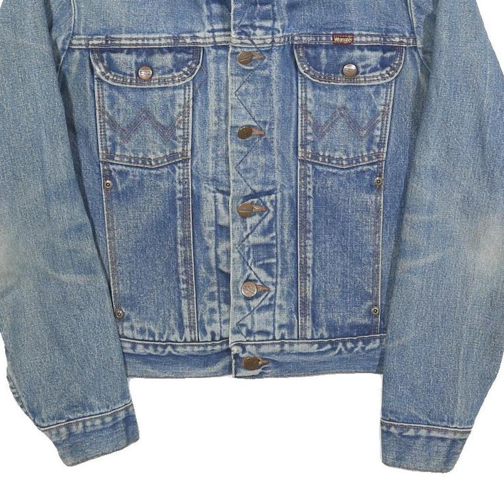 WRANGLER Mens Blue Denim Jacket S Cotton Button Closure Classic Point Collar