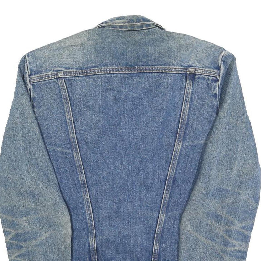 WRANGLER Mens Blue Denim Jacket S Cotton Button Closure Classic Point Collar