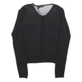 THE KOOPLES Womens Black Silk Blend Long Sleeve V-Neck Top S Elegant Lightweight