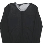 THE KOOPLES Womens Black Silk Blend Long Sleeve V-Neck Top S Elegant Lightweight