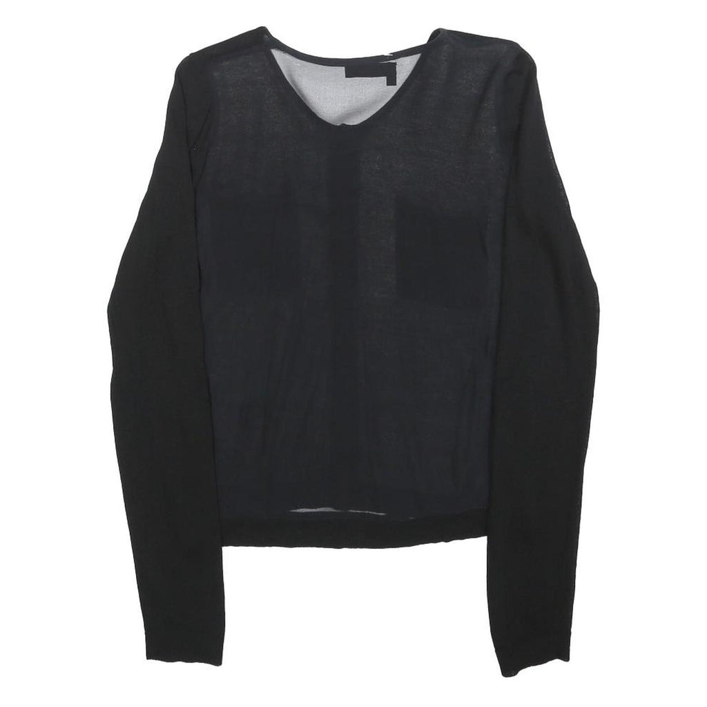 THE KOOPLES Womens Black Silk Blend Long Sleeve V-Neck Top S Elegant Lightweight