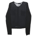 THE KOOPLES Womens Black Silk Blend Long Sleeve V-Neck Top S Elegant Lightweight