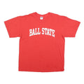 GILDAN Mens Red Ball State Graphic T-Shirt L Short Sleeve Crew Neck Cotton Blend