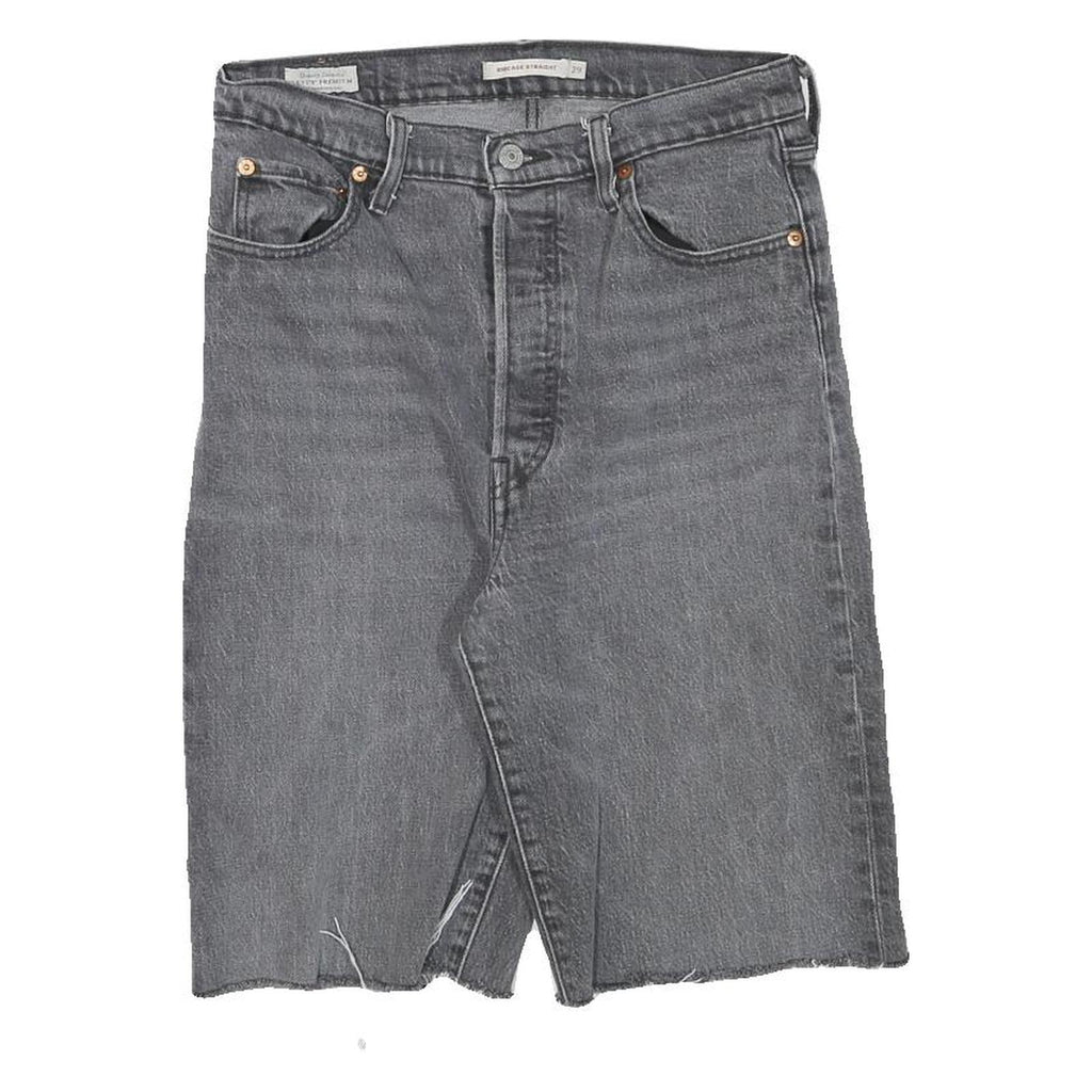 LEVIS Womens Shorts Grey Denim M W29 Raw Hem Classic Fit Casual