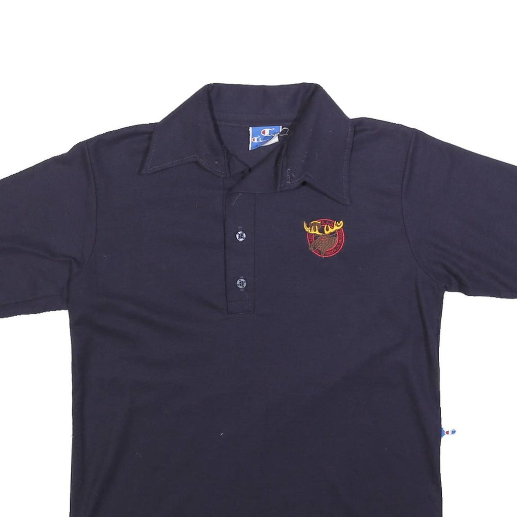 CHAMPION Mens Navy Blue Polo Shirt M Cotton Blend Classic Embroidered Logo