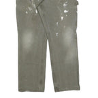 CARHARTT Mens Cotton Blend Green Relaxed Straight Trousers W36 L32 Workwear Zip