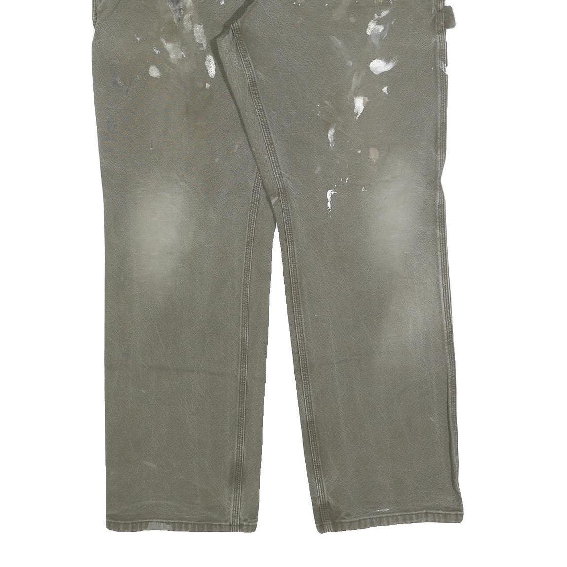 CARHARTT Mens Cotton Blend Green Relaxed Straight Trousers W36 L32 Workwear Zip