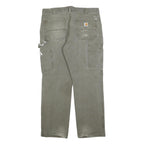 CARHARTT Mens Cotton Blend Green Relaxed Straight Trousers W36 L32 Workwear Zip