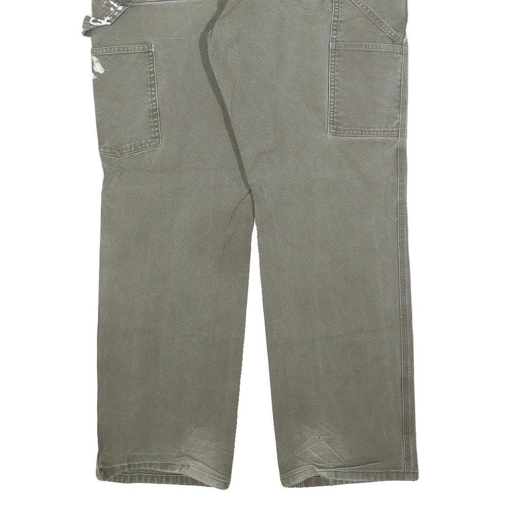 CARHARTT Mens Cotton Blend Green Relaxed Straight Trousers W36 L32 Workwear Zip