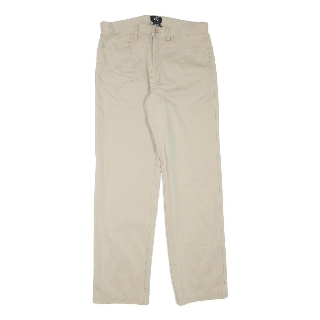 CALVIN KLEIN JEANS Mens Cotton Blend Beige Regular Straight Trousers W32 L31
