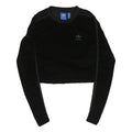 ADIDAS ORIGINALS Womens Black Velvet Cropped Long Sleeve Crew Neck T-Shirt UK 6
