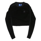 ADIDAS ORIGINALS Womens Black Velvet Cropped Long Sleeve Crew Neck T-Shirt UK 6