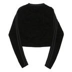 ADIDAS ORIGINALS Womens Black Velvet Cropped Long Sleeve Crew Neck T-Shirt UK 6