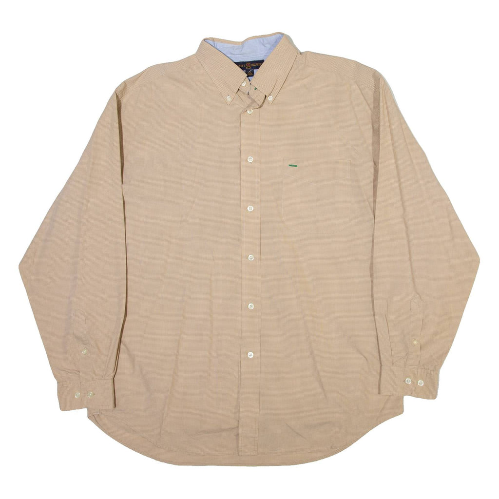 TOMMY HILFIGER Mens Shirt Beige Check Long Sleeve L