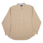 TOMMY HILFIGER Mens Shirt Beige Check Long Sleeve L