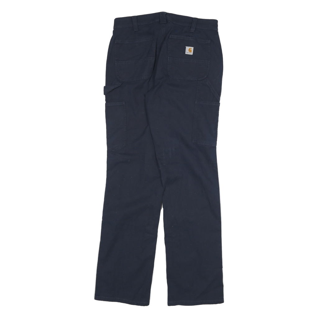 CARHARTT Womens Cotton Blend Navy Blue Loose Fit Straight Leg Trousers W28 L31