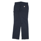CARHARTT Womens Cotton Blend Navy Blue Loose Fit Straight Leg Trousers W28 L31