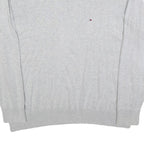 TOMMY HILFIGER Mens Grey Plain Cotton Blend Jumper Crew Neck L Classic Fit