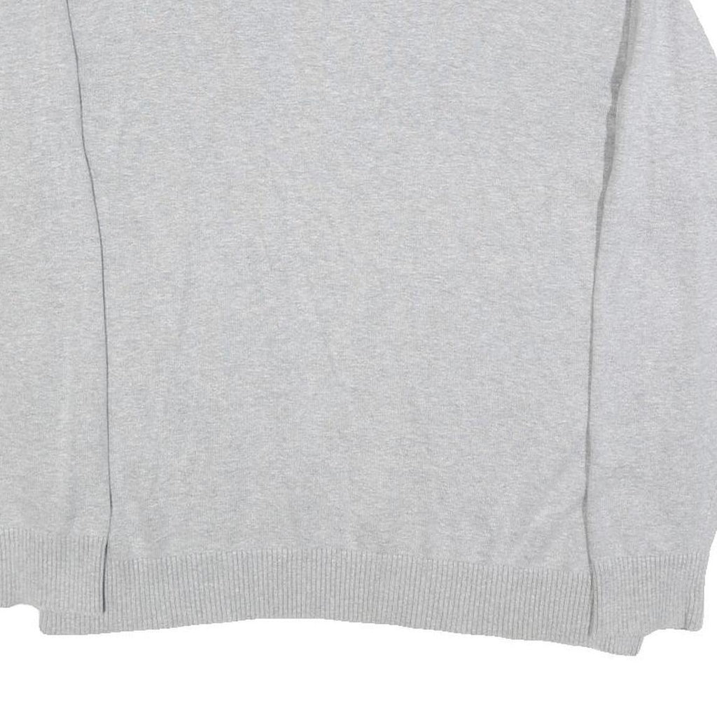 TOMMY HILFIGER Mens Grey Plain Cotton Blend Jumper Crew Neck L Classic Fit