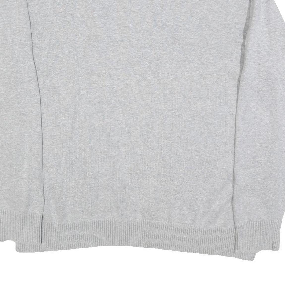 TOMMY HILFIGER Mens Grey Plain Cotton Blend Jumper Crew Neck L Classic Fit