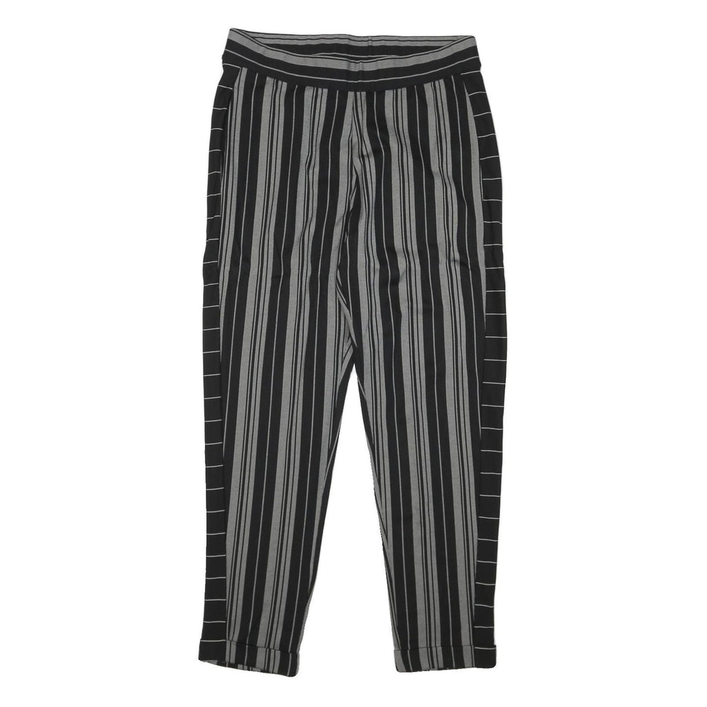 DKNY Womens Rayon Black & Grey Striped Relaxed Straight Trousers W31 L28
