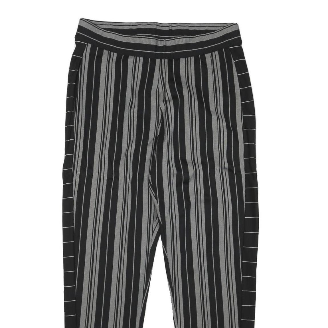 DKNY Womens Rayon Black & Grey Striped Relaxed Straight Trousers W31 L28