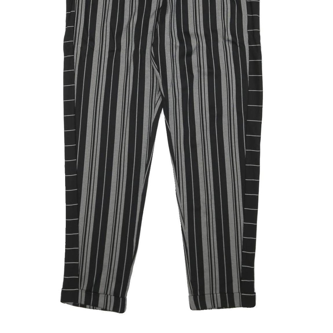 DKNY Womens Rayon Black & Grey Striped Relaxed Straight Trousers W31 L28