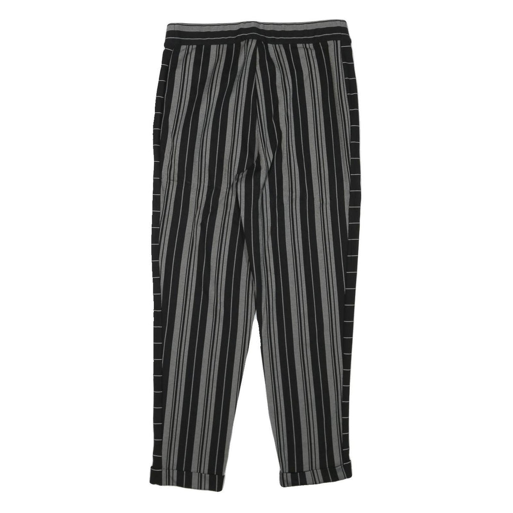 DKNY Womens Rayon Black & Grey Striped Relaxed Straight Trousers W31 L28
