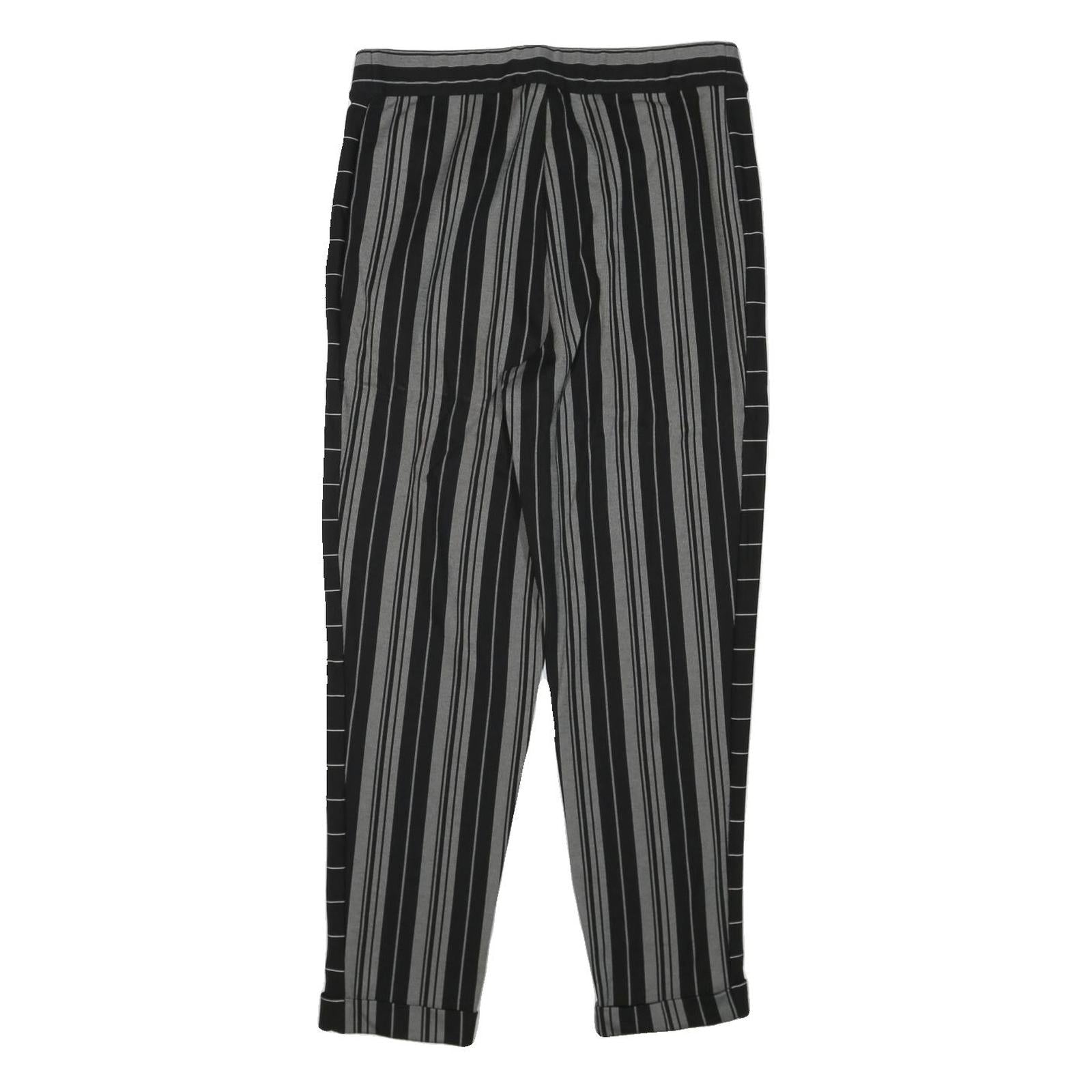DKNY Womens Rayon Black & Grey Striped Relaxed Straight Trousers W31 L28
