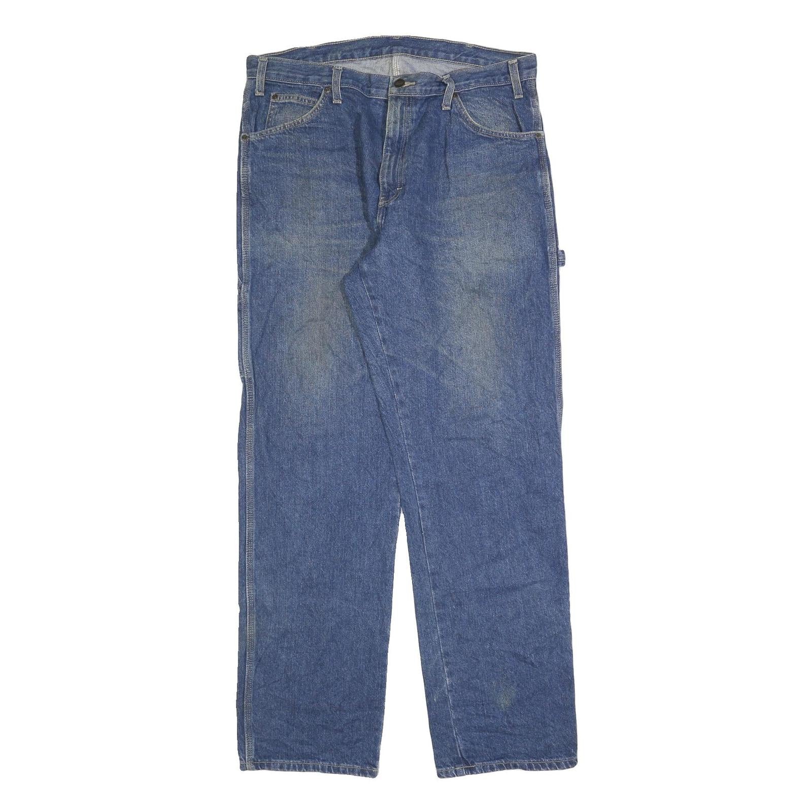 DICKIES Mens Regular Blue Denim Jeans W36 L34 Zip Cotton Blend Workwear