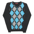 STOCKHOMME Mens Black Blue Grey Patterned V-Neck Basic Knit Jumper S Acrylic