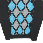 STOCKHOMME Mens Black Blue Grey Patterned V-Neck Basic Knit Jumper S Acrylic