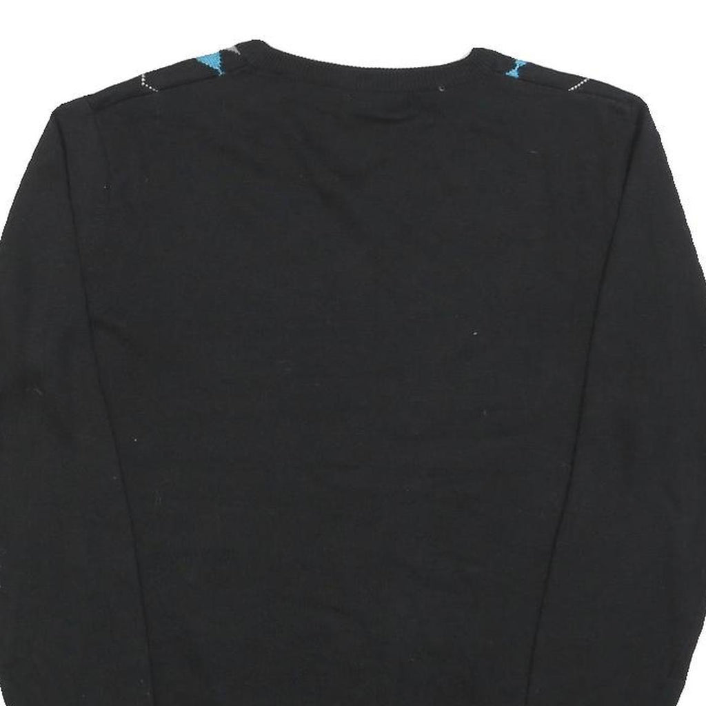 STOCKHOMME Mens Black Blue Grey Patterned V-Neck Basic Knit Jumper S Acrylic
